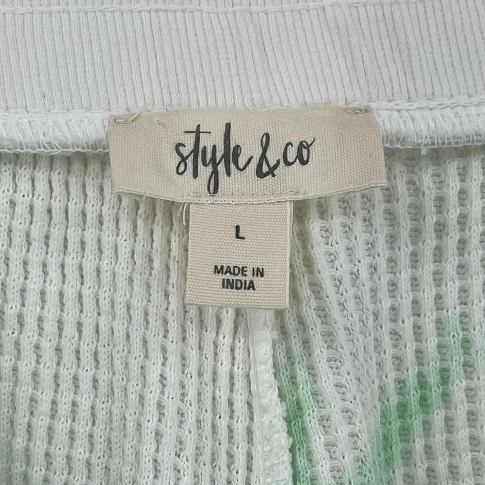 Style & Co Ribbed Knit Jogger Pants Two Tone Tie Dyed Medium Moonlight‎ Jade NWT
